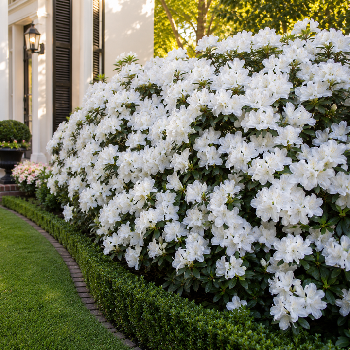 Alba Magnifica Azalea - Azalea indica 'Alba Magnifica' plant image in an Australian garden setting
