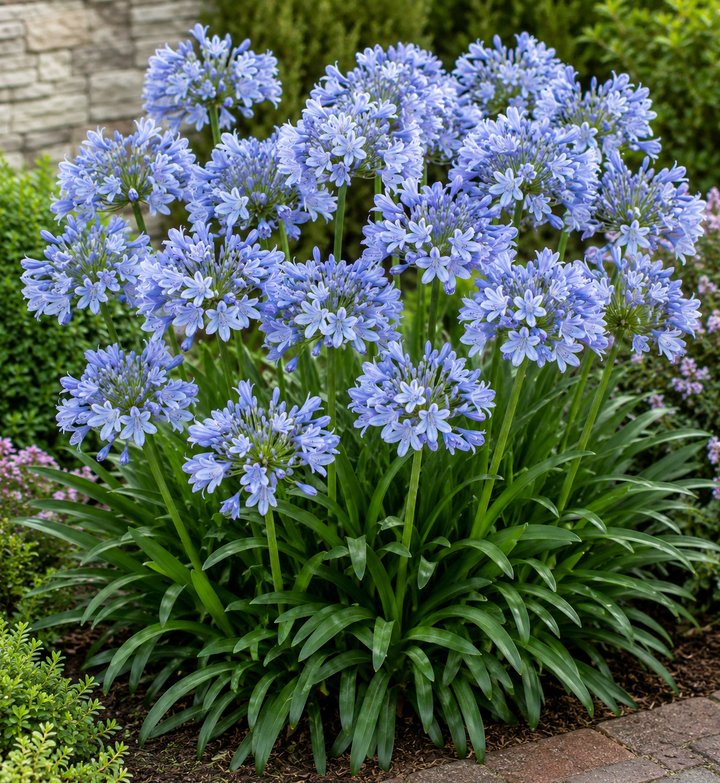 Agapanthus ‘Baby Blue’ - Agapanthus africanus plant image in an Australian garden setting