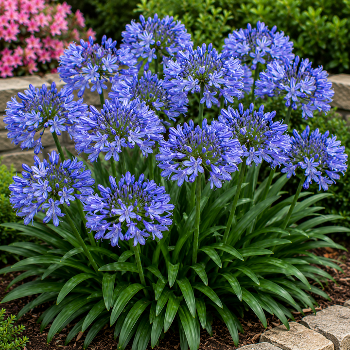 Agapanthus ‘Blue’ - Agapanthus africanus plant image in an Australian garden setting
