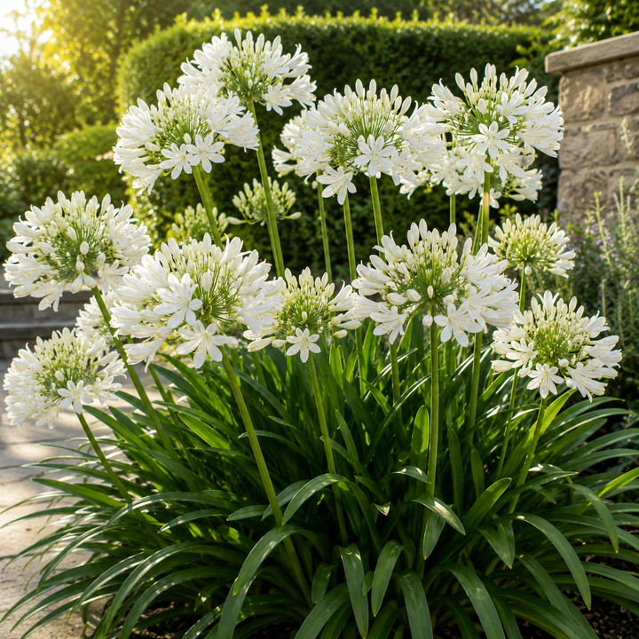 Agapanthus ‘Bingo White’ - Agapanthus africanus plant image in an Australian garden setting