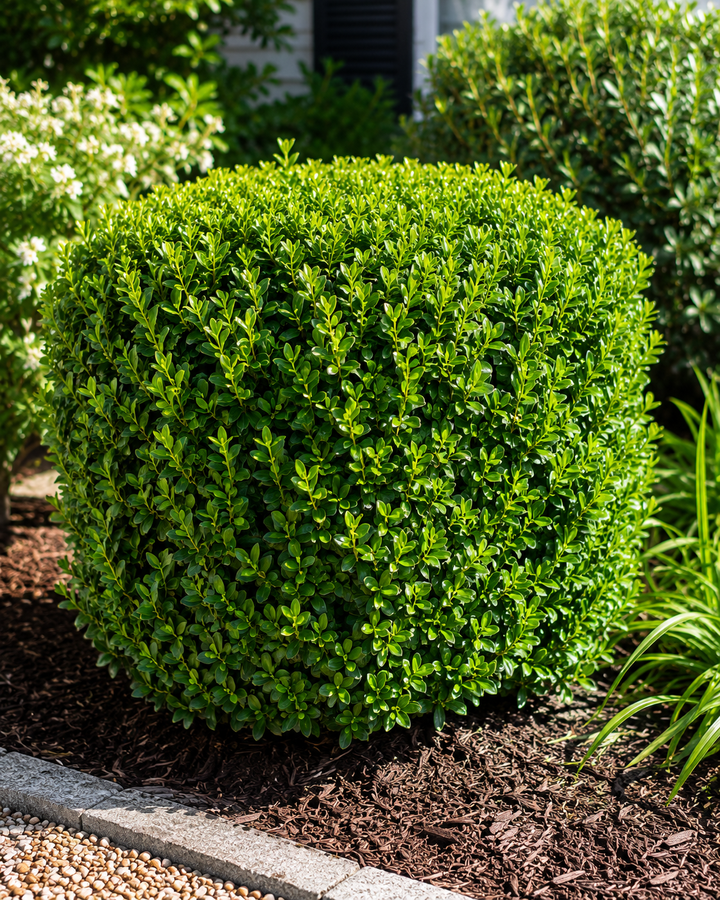 Japanese Box - Buxus microphylla japonica plant image in an Australian garden setting