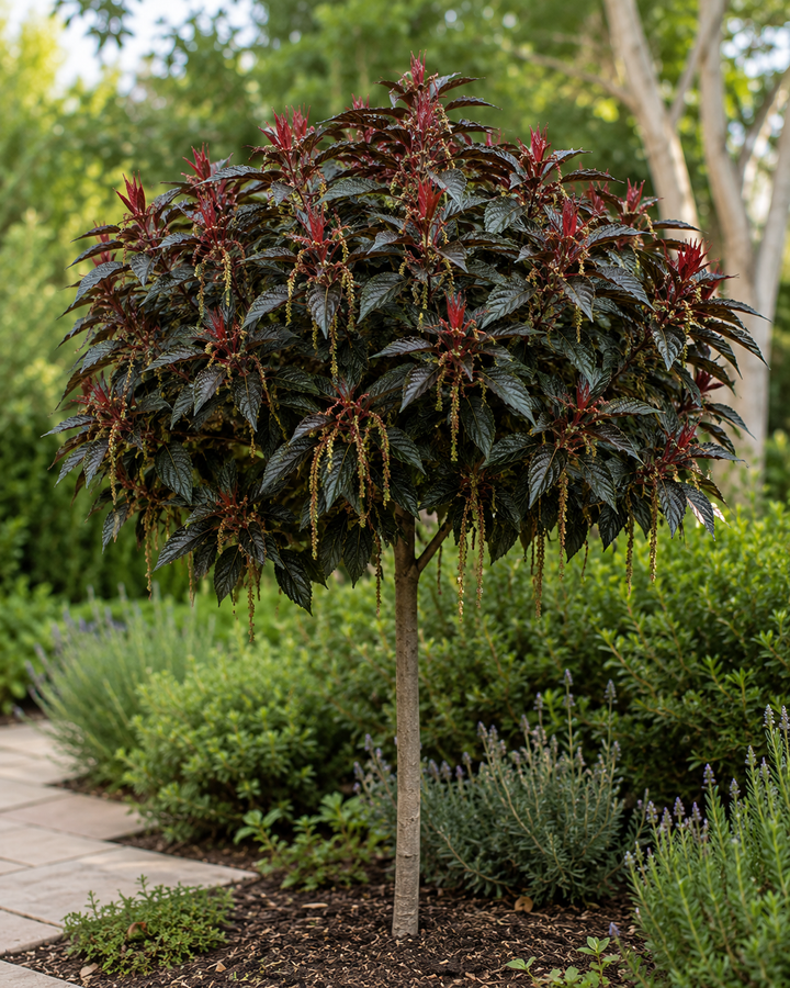 Acalypha mooreana in an Australian garden setting