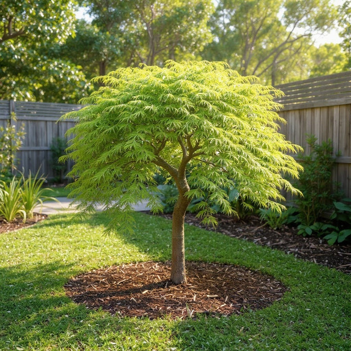 Acer palmatum dissectum ‘Viridis’ plant showing weeping laceleaf