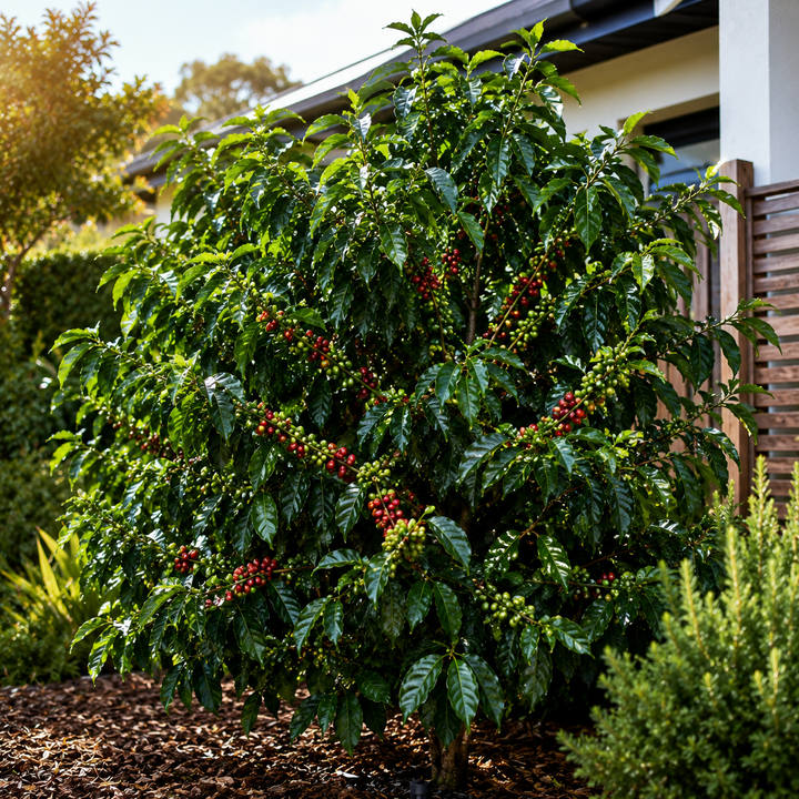 Arabic Coffee Plant - Coffea arabica in an Australian garden setting