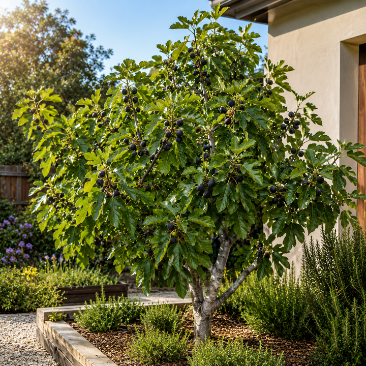 Black Genoa Fig Tree - Ficus carica 'Black Genoa' in an Australian garden setting