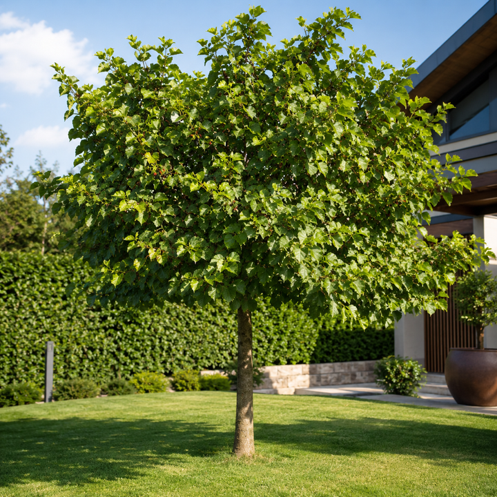 Black Mulberry - Morus nigra in an Australian garden setting