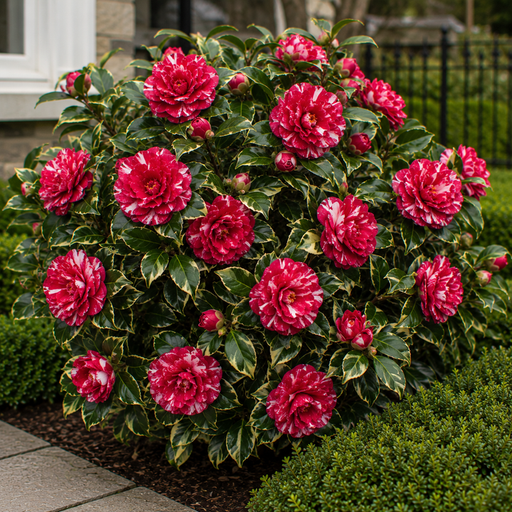 Camellia Japonica Emperor of Russia Variegated