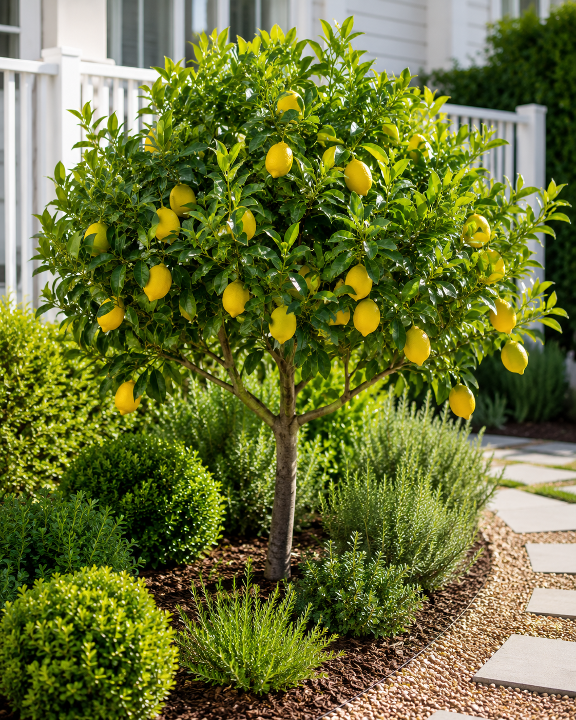 Eureka Lemon Tree - Citrus limon 'Eureka' in an Australian garden setting