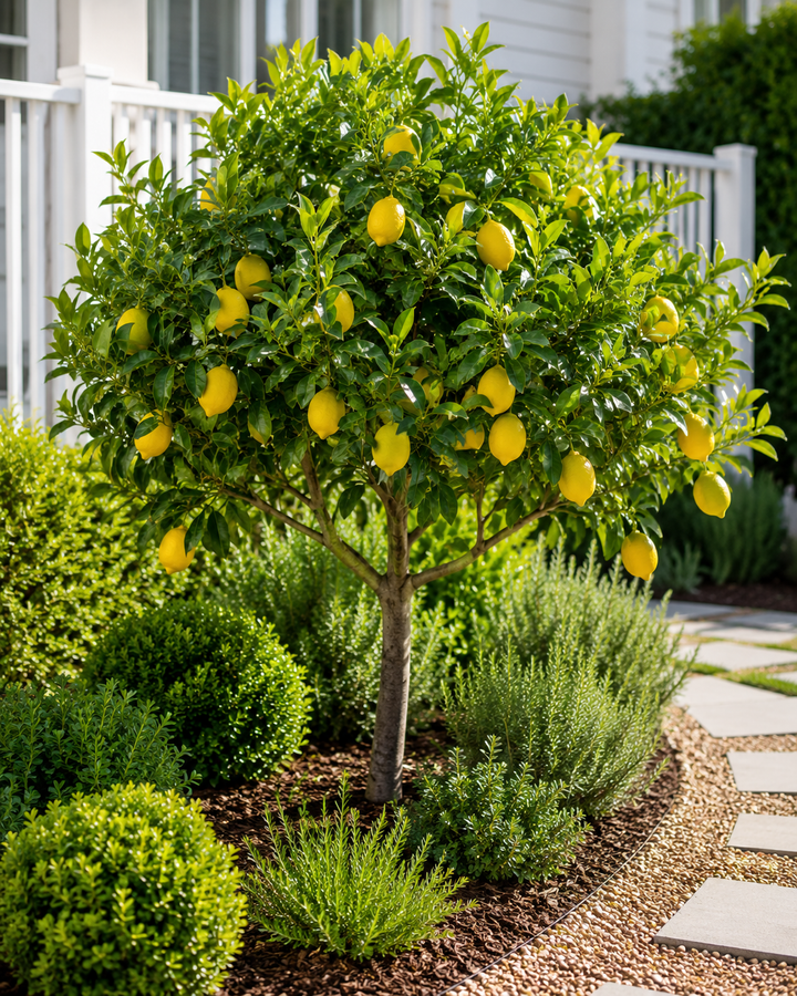 Eureka Lemon Tree - Citrus limon 'Eureka' in an Australian garden setting