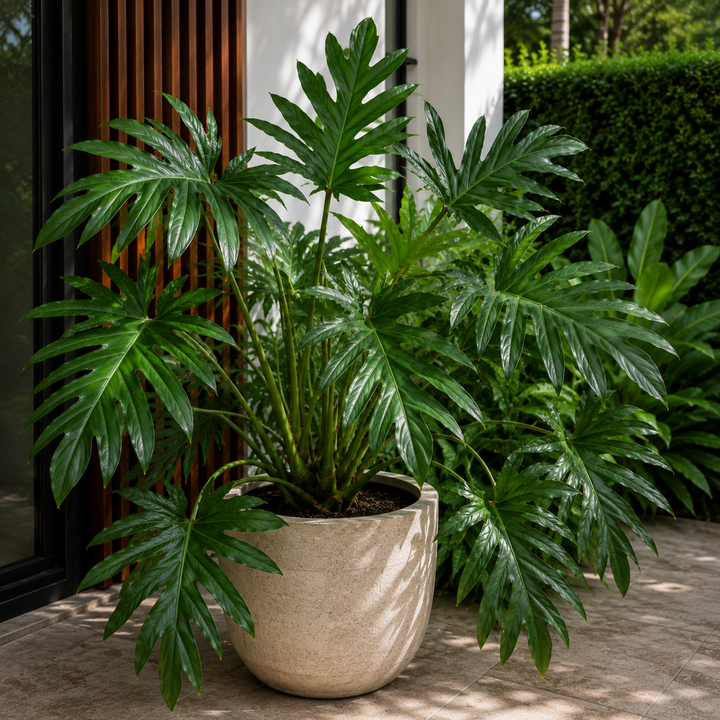 Finger Leaf Philodendron - Philodendron goeldii in an Australian garden setting