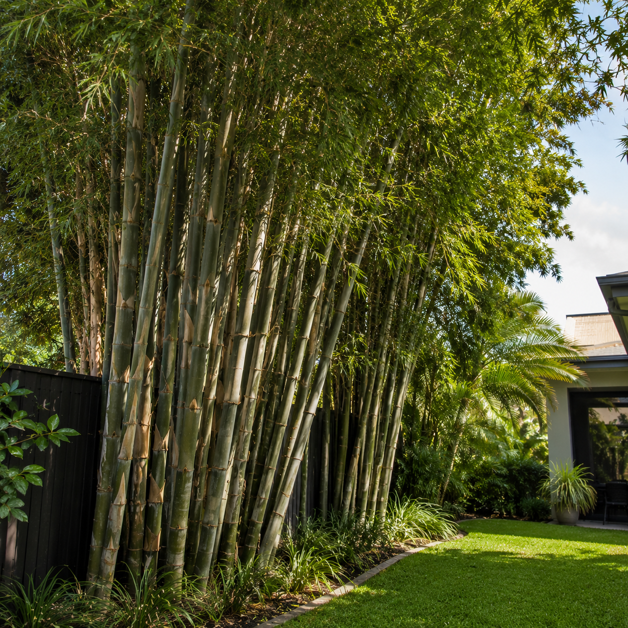 Giant Timber Bamboo - Bambusa oldhamii in an Australian garden setting