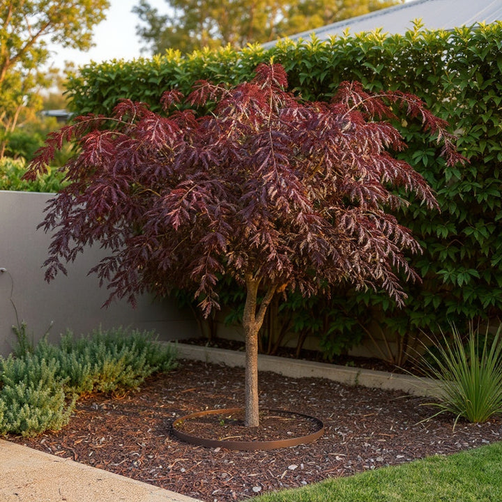 Honey Locust plant showing deep burgundy foliage