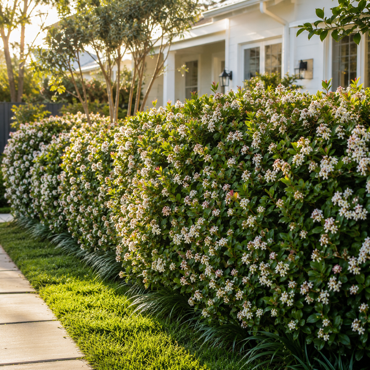 Intermediate Indian Hawthorn - Rhaphiolepis intermedia in an Australian garden setting
