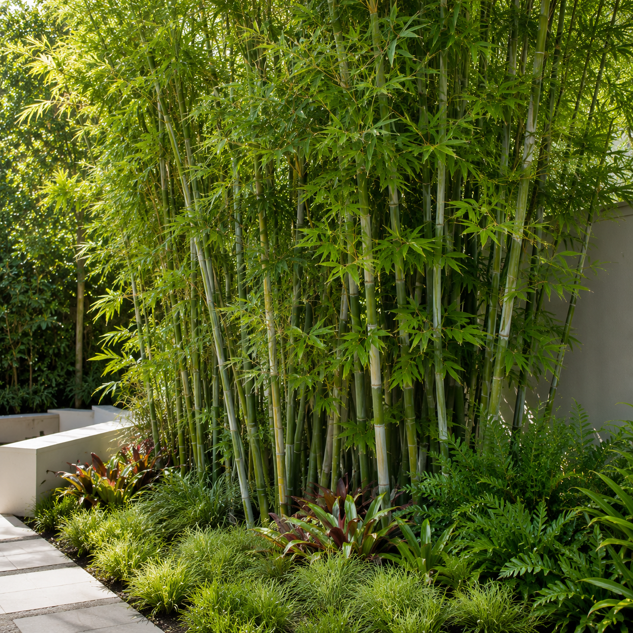 Jade Goddess Bamboo - Bambusa boniopsis in an Australian garden setting