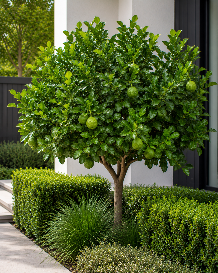 Kaffir Lime Tree - Citrus hystrix in an Australian garden setting