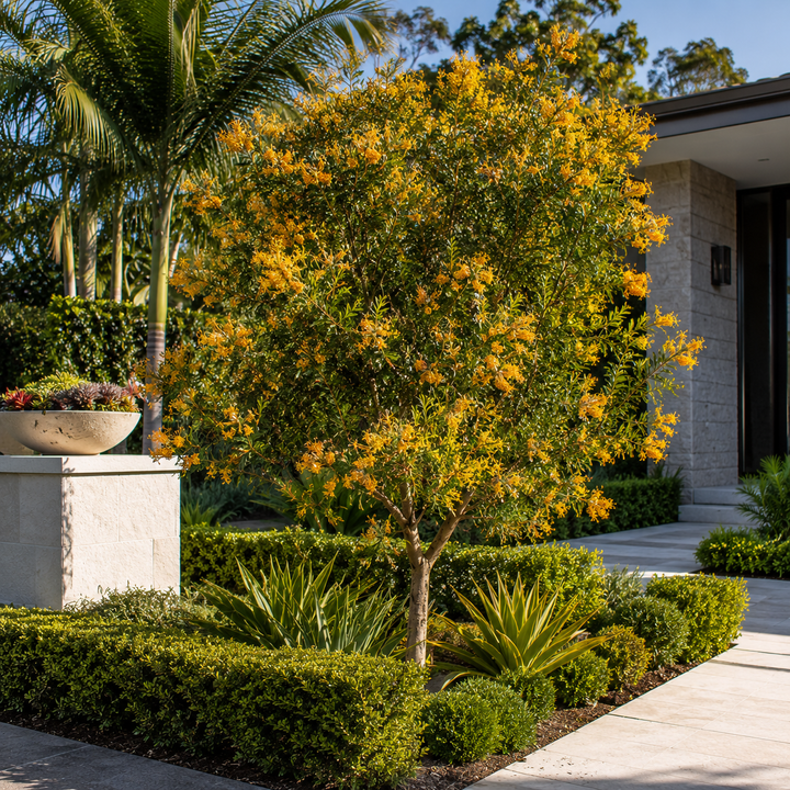 Kimberley Gold Grevillea - Grevillea 'Kimberley Gold' in an Australian garden setting