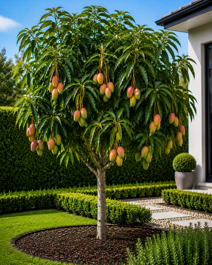 King Thai Mango Tree - Mangifera indica 'King Thai' in an Australian garden setting