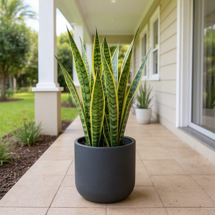 Laurentii Snake Plant showing sculptural form and low-water appeal