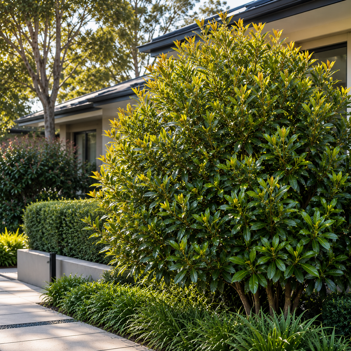 Luscious Water Gum - Tristaniopsis laurina 'Luscious' in an Australian garden setting
