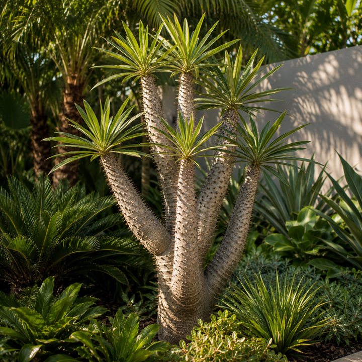 Madagascar Palm - Pachypodium baronii in an Australian garden setting