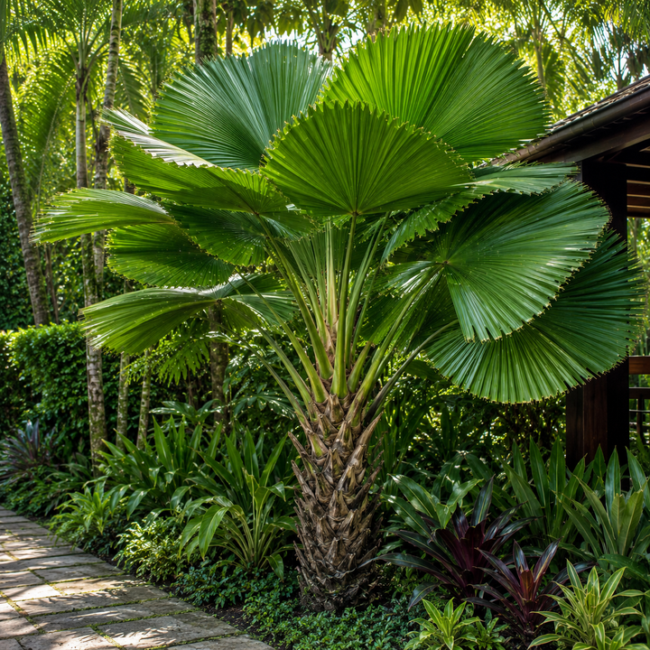 Magnificent Johannesteijsmannia - Johannesteijsmannia magnifica in an Australian garden setting