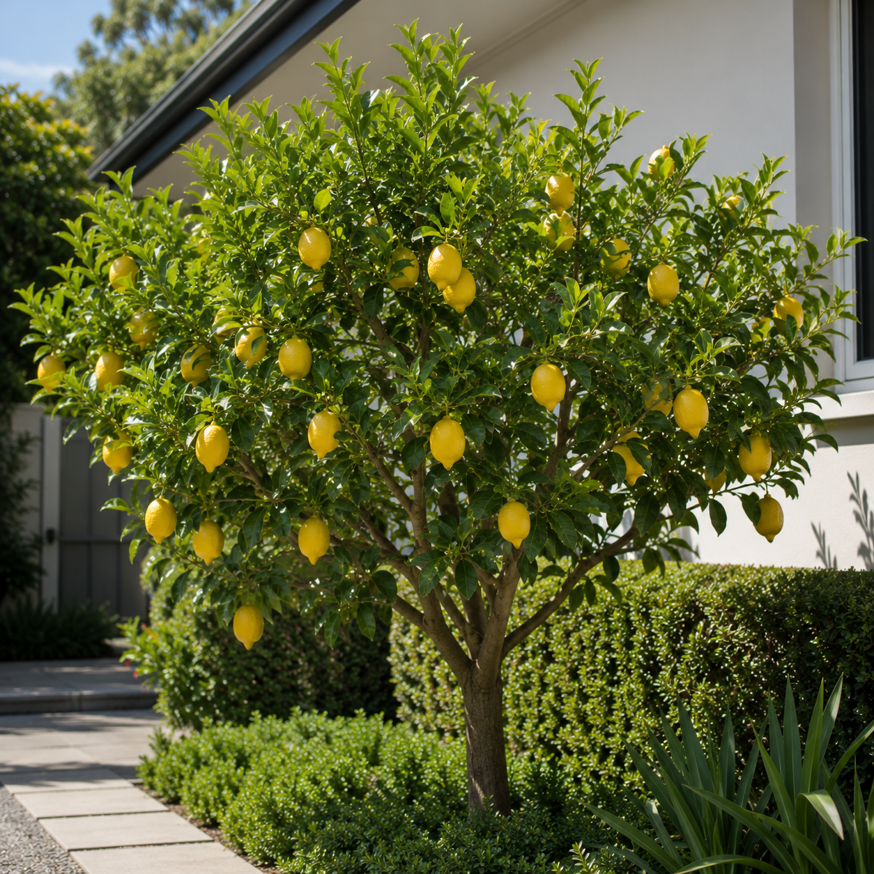 Meyer Lemon Tree - Citrus × meyeri in an Australian garden setting