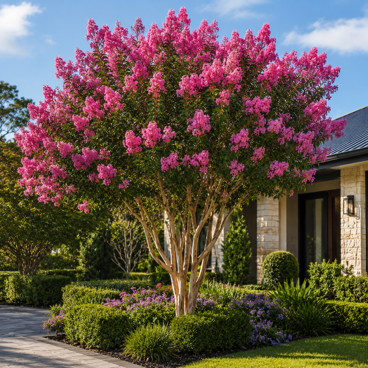 Miami Crepe Myrtle - Lagerstroemia 'Miami' in an Australian garden setting