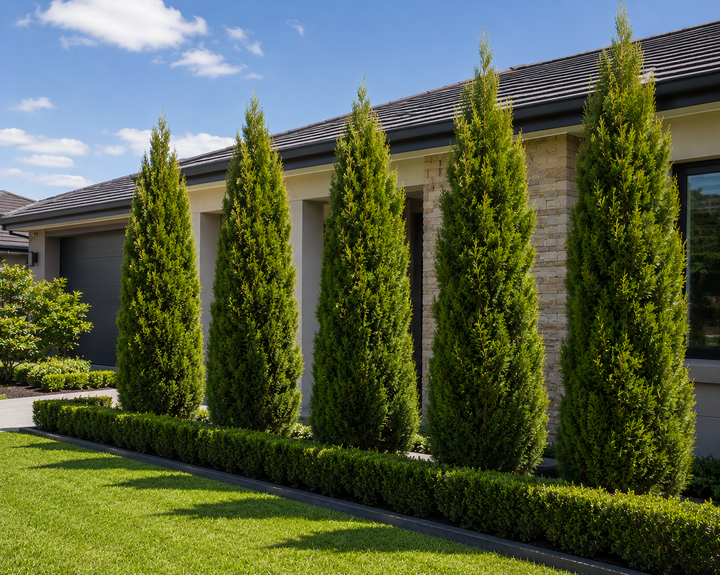 Morganii Oriental Arborvitae - Thuja orientalis 'Morgan' in an Australian garden setting