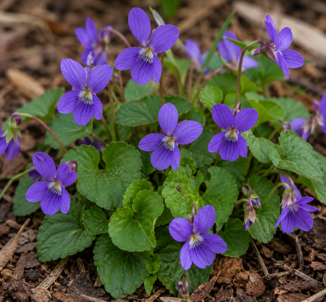 Native Violet - Viola hederacea in an Australian garden setting
