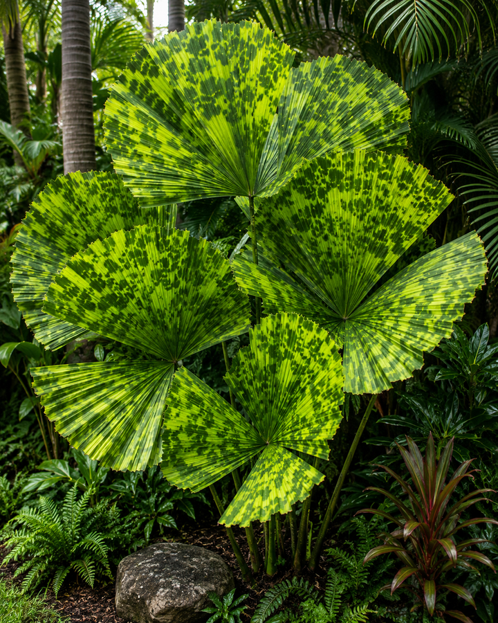 Peacock Licuala - Licuala sp. Kalimantan in an Australian garden setting
