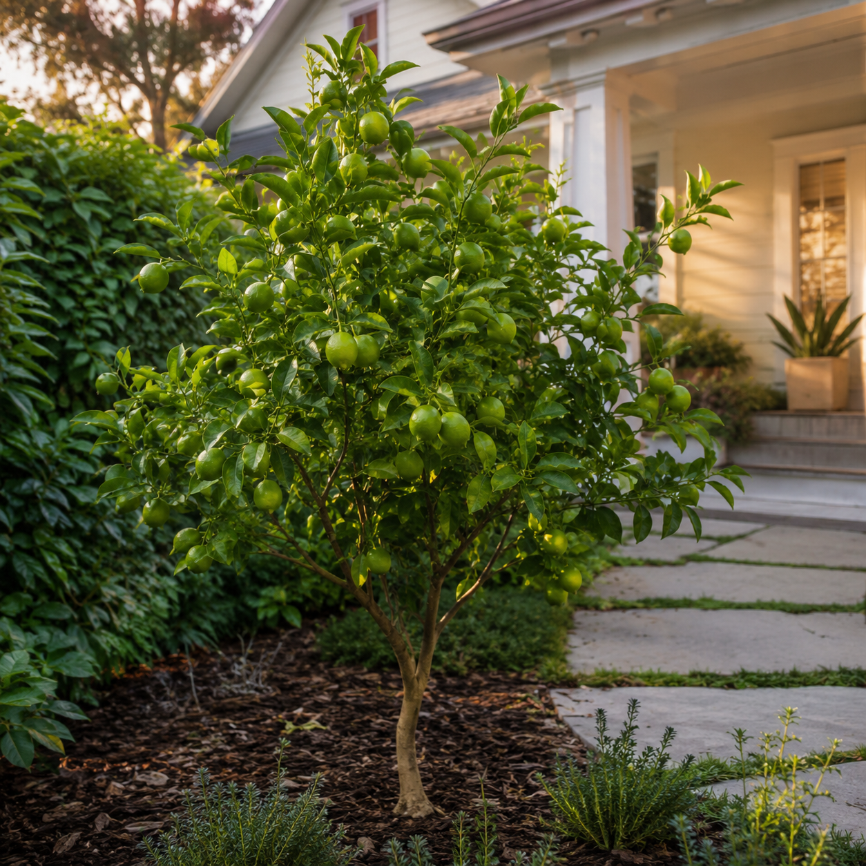 Persian Lime Tree - Citrus latifolia in an Australian garden setting