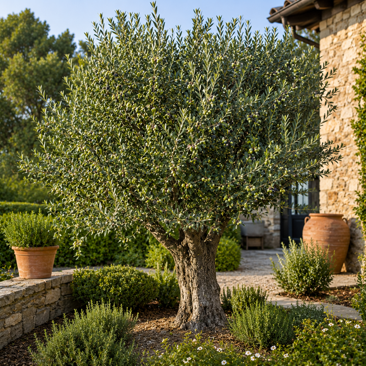 Picual Olive Tree - Olea europaea 'Picual' in an Australian garden setting