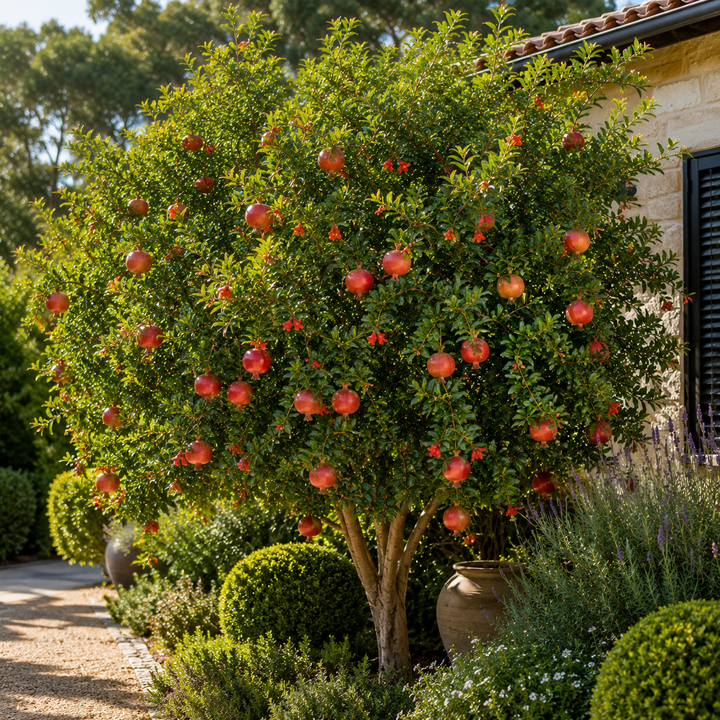 Pomegranate Tree - Punica granatum in an Australian garden setting