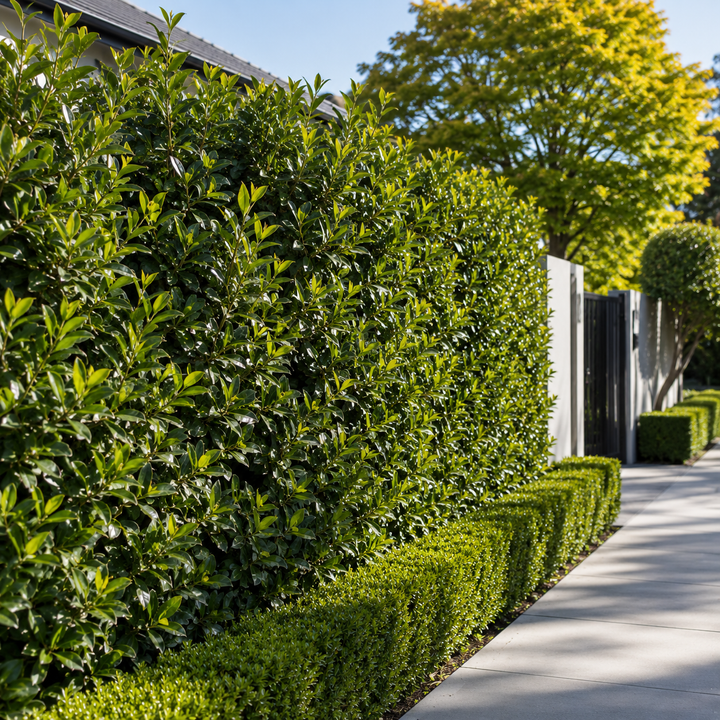 Portuguese Laurel - Prunus lusitanica in an Australian garden setting