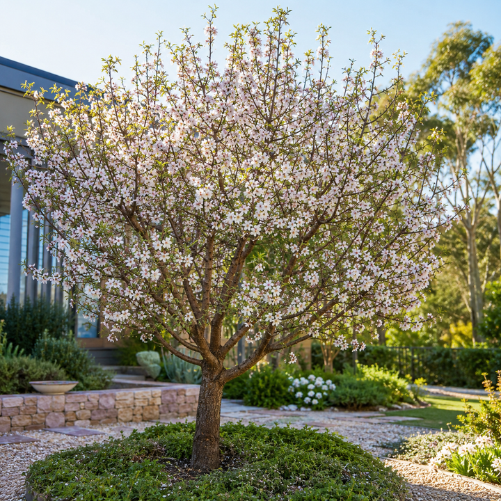Prunus dulcis - Almond Self-Pollinating in an Australian garden setting