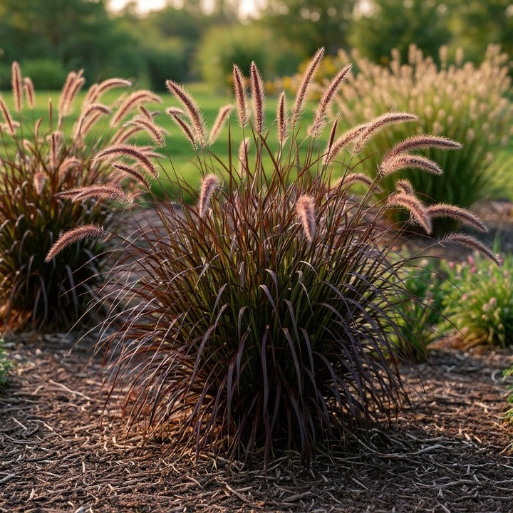 Purple Fountain Grass showing rich burgundy foliage