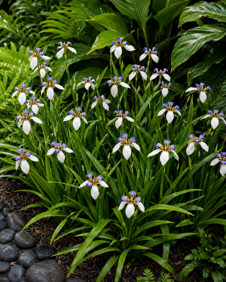 Regina Walking Iris - Neomarica caerulea 'Regina' in an Australian garden setting