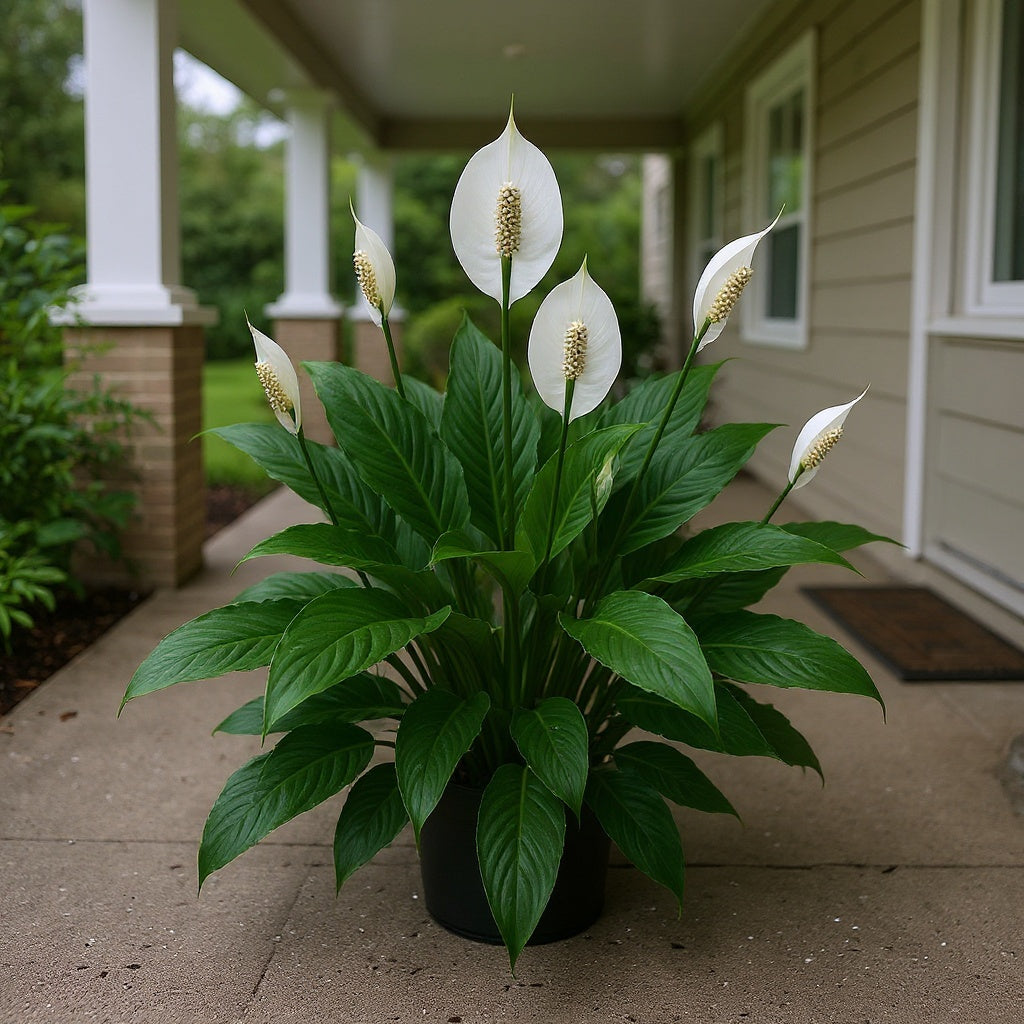 Sensation Peace Lily showing gorgeous oversized foliage