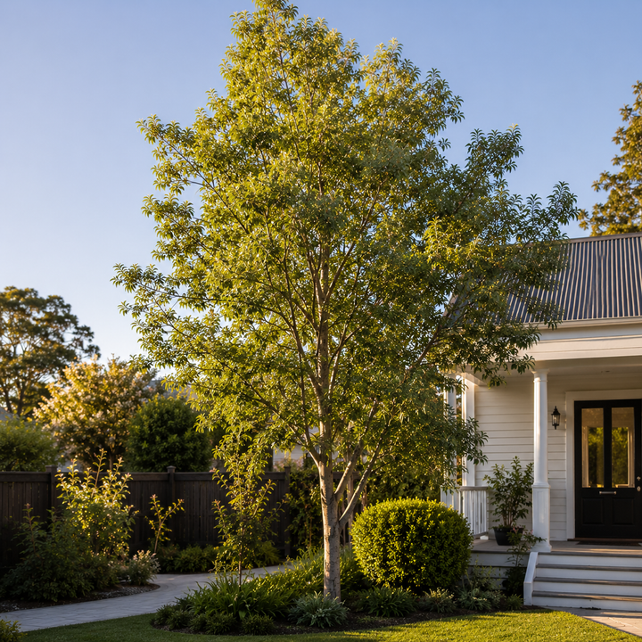 Silver Ash Tree - Flindersia schottiana in an Australian garden setting