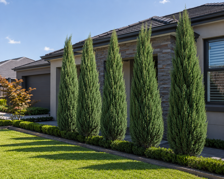 Spartan Juniper - Juniperus 'Spartan' in an Australian garden setting