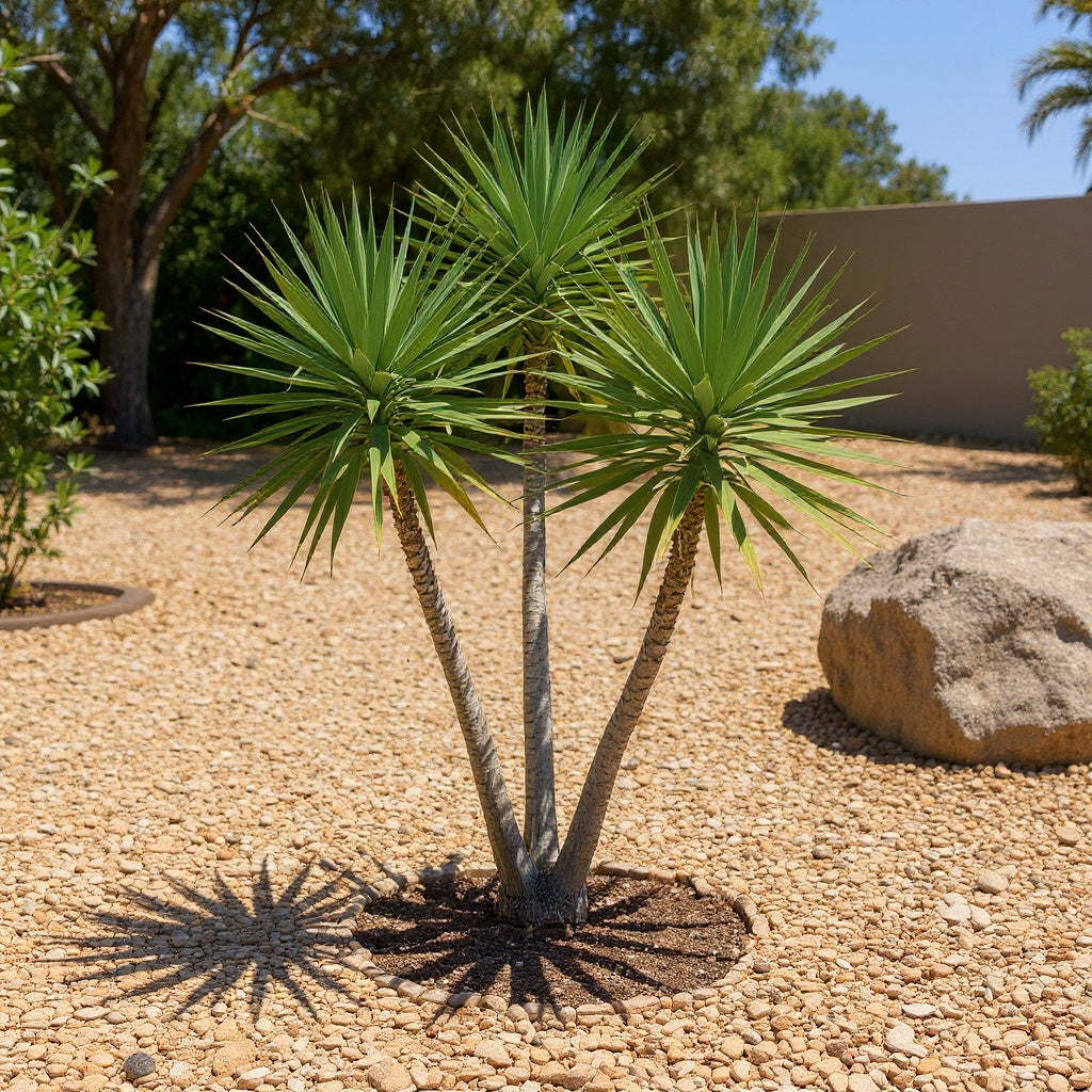 Spineless Yucca plant showing dense green leaves