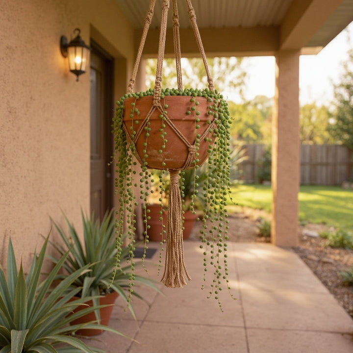 String of Pearls – Senecio rowleyanus plant showing iconic bead-like foliage