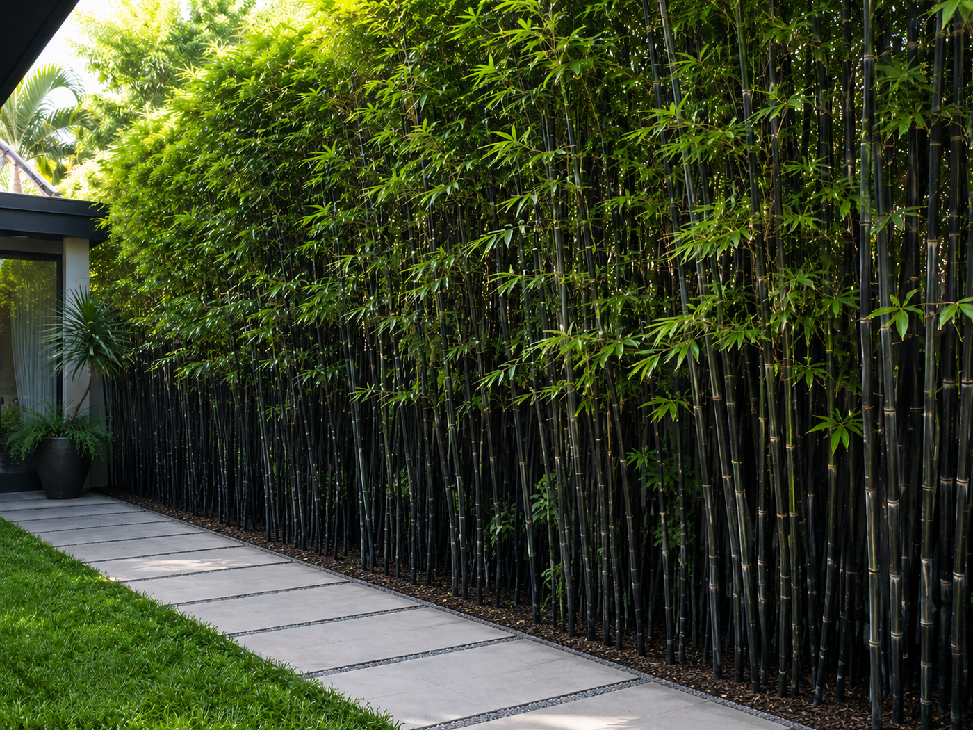 Timor Black Bamboo - Bambusa lako in an Australian garden setting