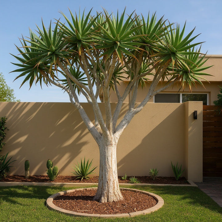 Tree Aloe plant showing orange to pink flowers