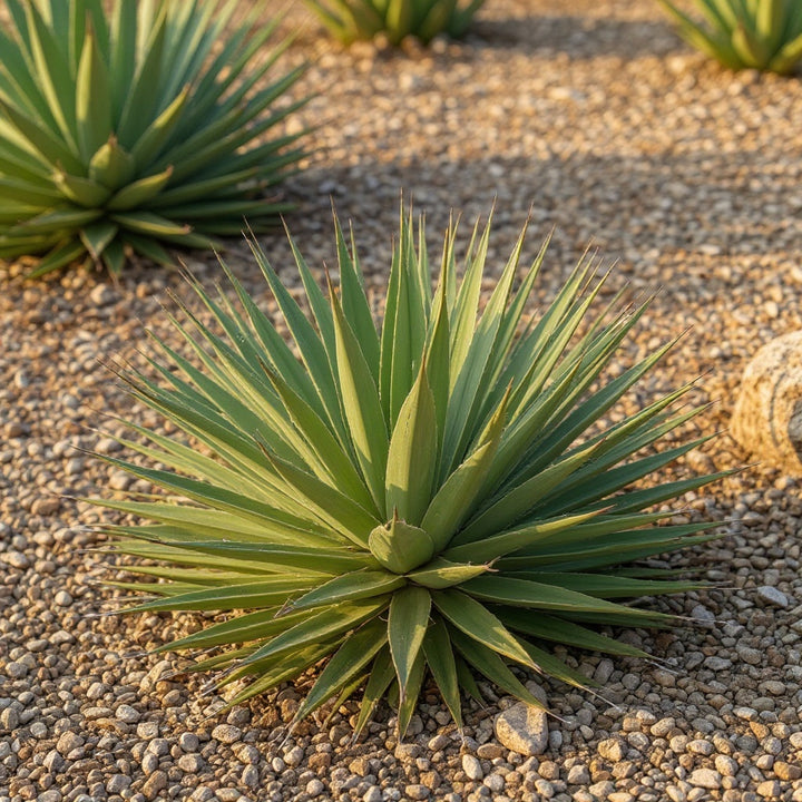 Twin flowered Agave plant showing green to yellow flowers
