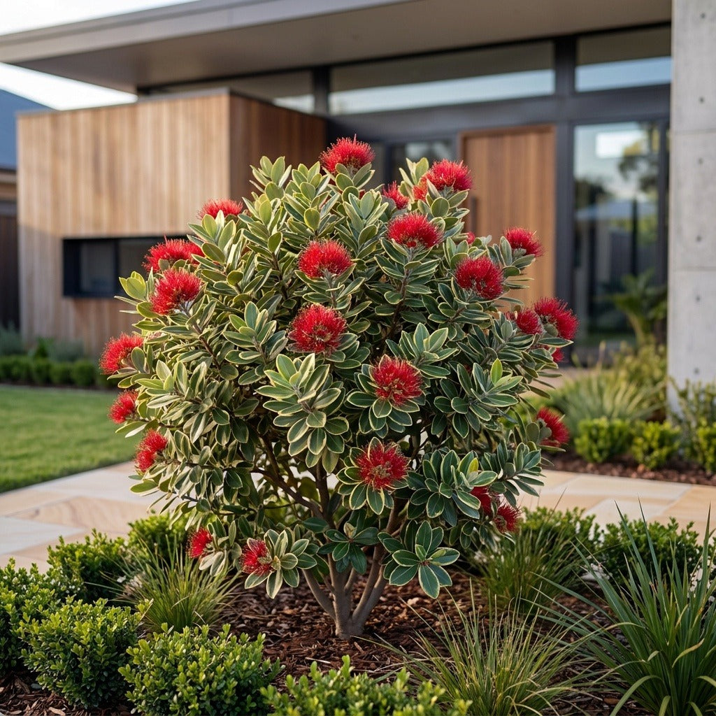 Variegated New Zealand Christmas Tree - Metrosideros excelsa 'Variegata'